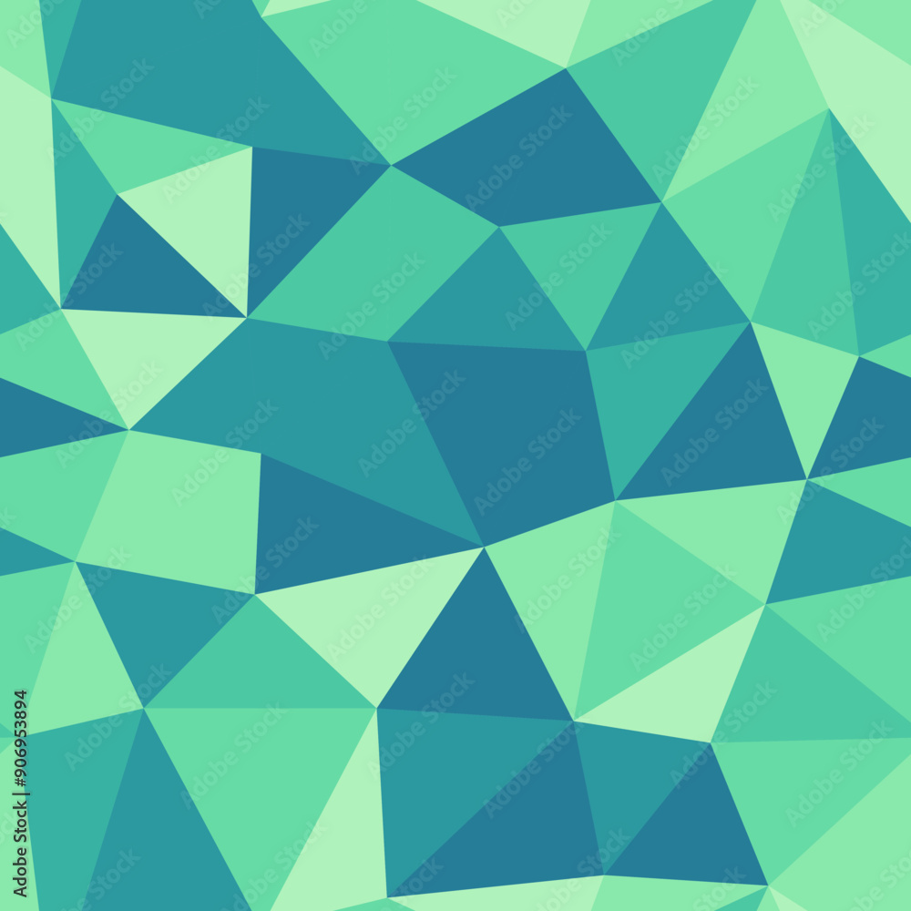 Poster Triangles pattern. Compact triangles size. Repeatable pattern. Beautiful vector tiles. Subdued Aqua Tone Gradient. Seamless vector illustration.
