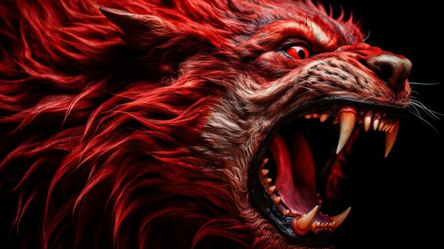 Dark devil profile on black background, evil deity in hell, text space, azazel, belzebuth