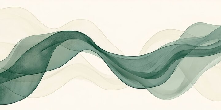 Delicate green waves undulate gracefully against a soft neutral backdrop