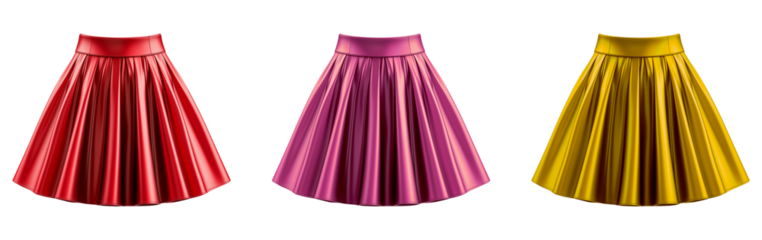 Set of mini skirts isolated on transparent background, design elements