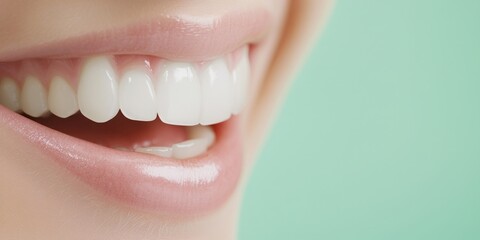 Obraz premium Close-Up Perfect Smile with Pristine White Teeth and Healthy Gums – A Beacon of Dental Health and Beauty.