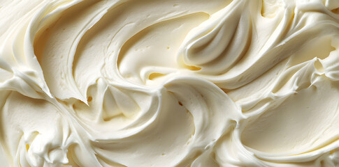 Soft whipped butter textured background. Creamy surface and texture is swirled and mixed