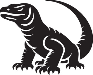 Komodo dragon Silhouette isolated on white background Minimalist komodo dragon vector shape icon