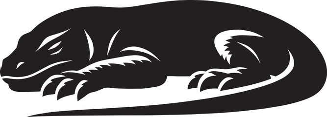 Komodo dragon Silhouette isolated on white background Minimalist komodo dragon vector shape icon