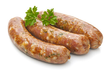 Traditional Bavarian grilled sausage isolated on white background
