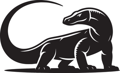 Komodo dragon Silhouette isolated on white background Minimalist komodo dragon vector shape icon