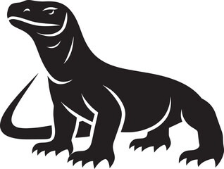 Komodo dragon Silhouette isolated on white background Minimalist komodo dragon vector shape icon