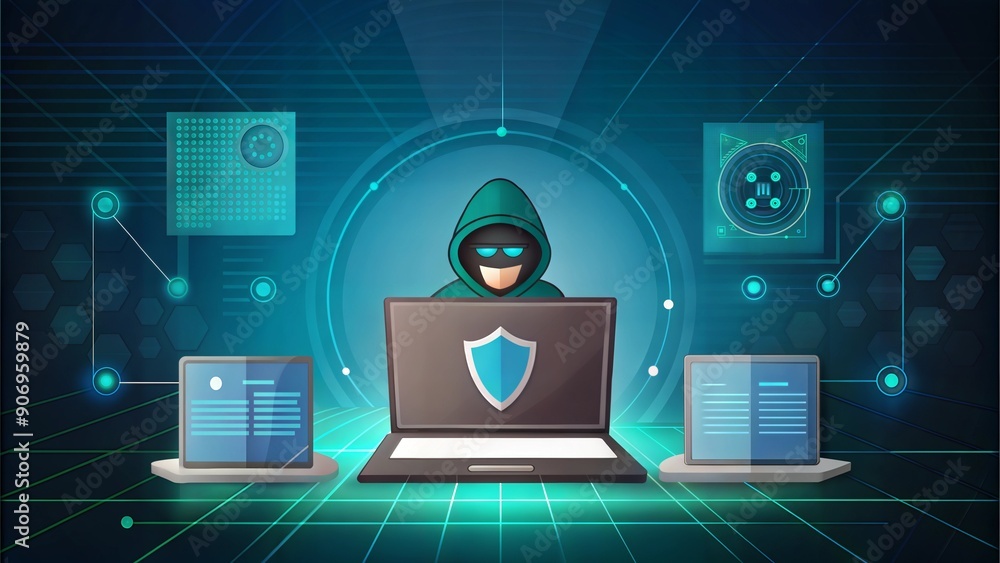 Poster hacking technology background