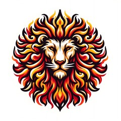 Fiery Lion Head Illustration