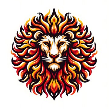 Fiery Lion Head Illustration