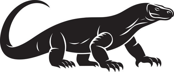Komodo dragon Silhouette isolated on white background Minimalist komodo dragon vector shape icon