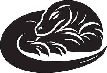 Komodo dragon Silhouette isolated on white background Minimalist komodo dragon vector shape icon
