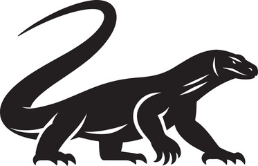 Komodo dragon Silhouette isolated on white background Minimalist komodo dragon vector shape icon