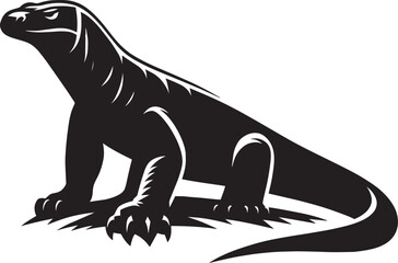 Komodo dragon Silhouette isolated on white background Minimalist komodo dragon vector shape icon