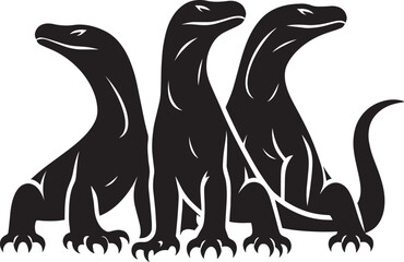 Komodo dragon Silhouette isolated on white background Minimalist komodo dragon vector shape icon