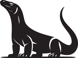 Komodo dragon Silhouette isolated on white background Minimalist komodo dragon vector shape icon
