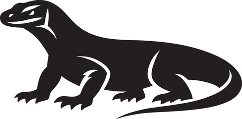 Komodo dragon Silhouette isolated on white background Minimalist komodo dragon vector shape icon