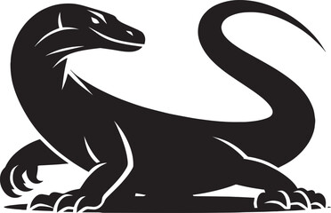 Komodo dragon Silhouette isolated on white background Minimalist komodo dragon vector shape icon