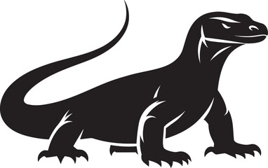 Komodo dragon Silhouette isolated on white background Minimalist komodo dragon vector shape icon