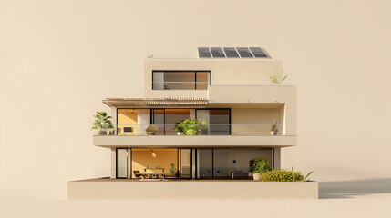 Maltese House with Solar Panels on Flat Roof
