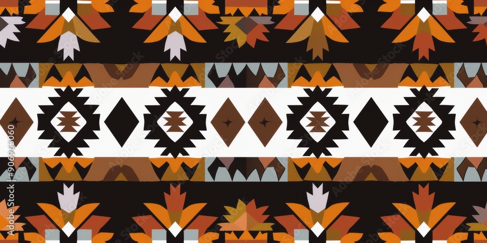 Wall mural Tribal Pattern Design with Earthy Tones and Geometric Shapes