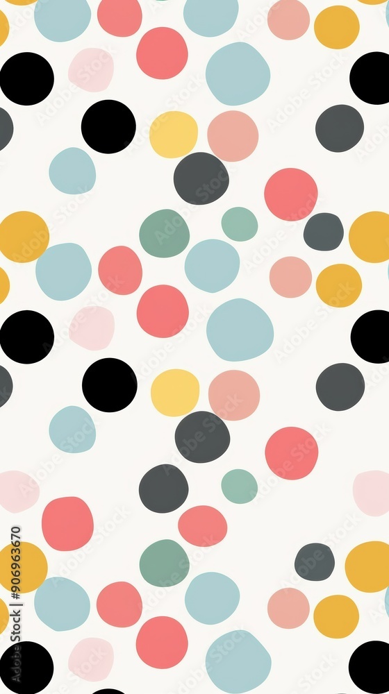 Canvas Prints Colorful Polka Dots Pattern on White Background