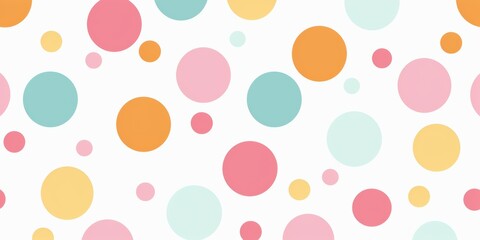 Colorful Polka Dots on White Background