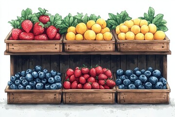 Fresh Fruit in Wooden Crates.