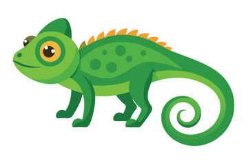 Chameleon animal flat vector illustration on white background. 