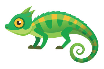 Chameleon animal flat vector illustration on white background. 