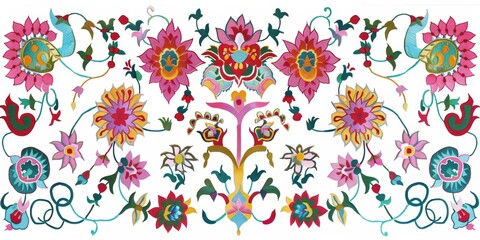 Obraz premium Colorful Floral Pattern with Intricate Designs