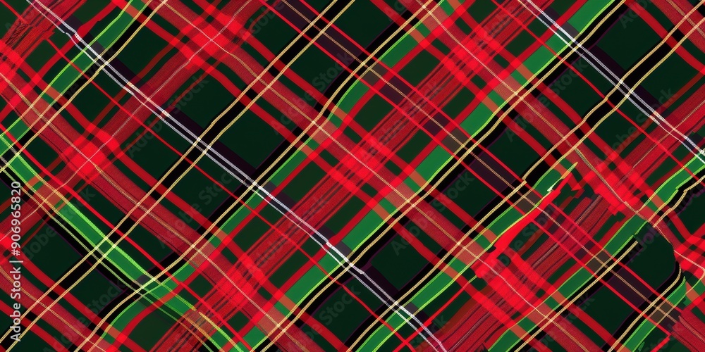 Canvas Prints Colorful Plaid Pattern with Red and Green Lines