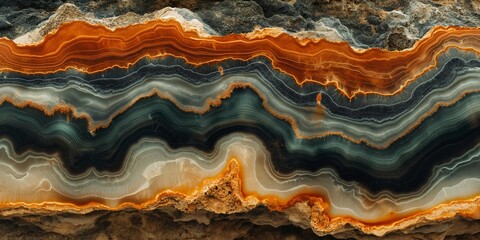 Obraz premium Close-up of colorful, layered mineral formation with vibrant hues