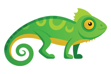 Chameleon animal flat vector illustration on white background. 