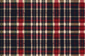 Classic Red and Navy Plaid Pattern Fabric