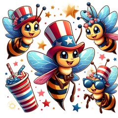 Patriotic Bee Trio with Fourth of July Treats