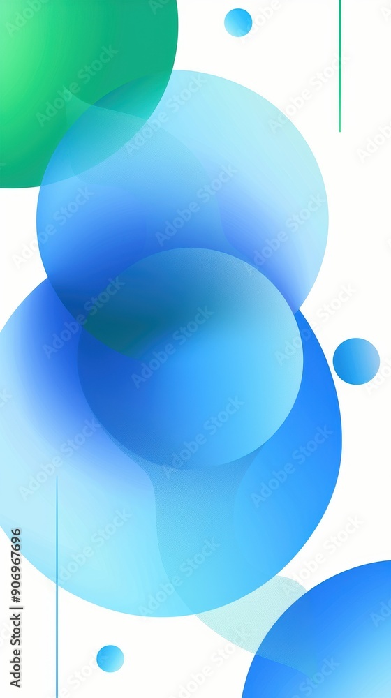 Sticker Abstract Circles in Blue and Green Shades