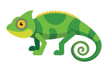 Chameleon animal flat vector illustration on white background. 
