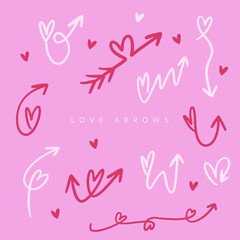 hand drawing love arrows doodle 