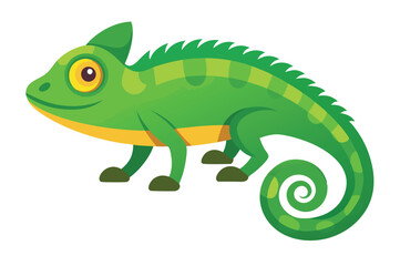 Chameleon animal flat vector illustration on white background. 