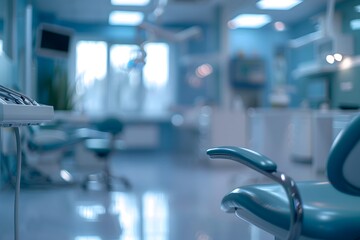 Fototapeta premium Modern Dental Clinic Interior with Calm Blue Tones