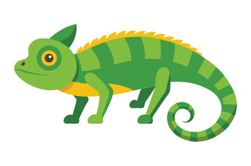 Chameleon animal flat vector illustration on white background. 