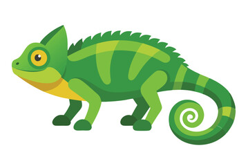 Chameleon animal flat vector illustration on white background. 