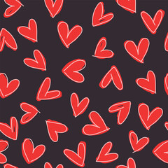 Seamless pattern with red hearts.