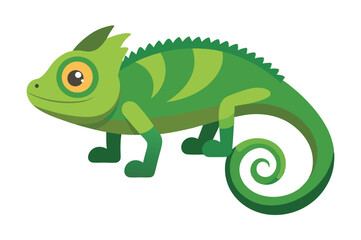 Chameleon animal flat vector illustration on white background. 