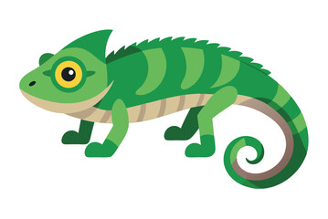 Chameleon animal flat vector illustration on white background. 