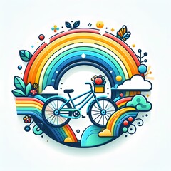 Rainbow Bicycle Ride Illustration