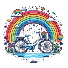 Rainbow Bicycle Illustration