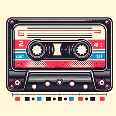 Retro Cassette Tape Illustration