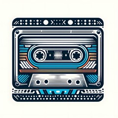 Retro Audio Cassette Tape - Geometric Design